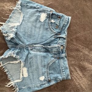Light Blue Distressed Denim Women's Shorts
